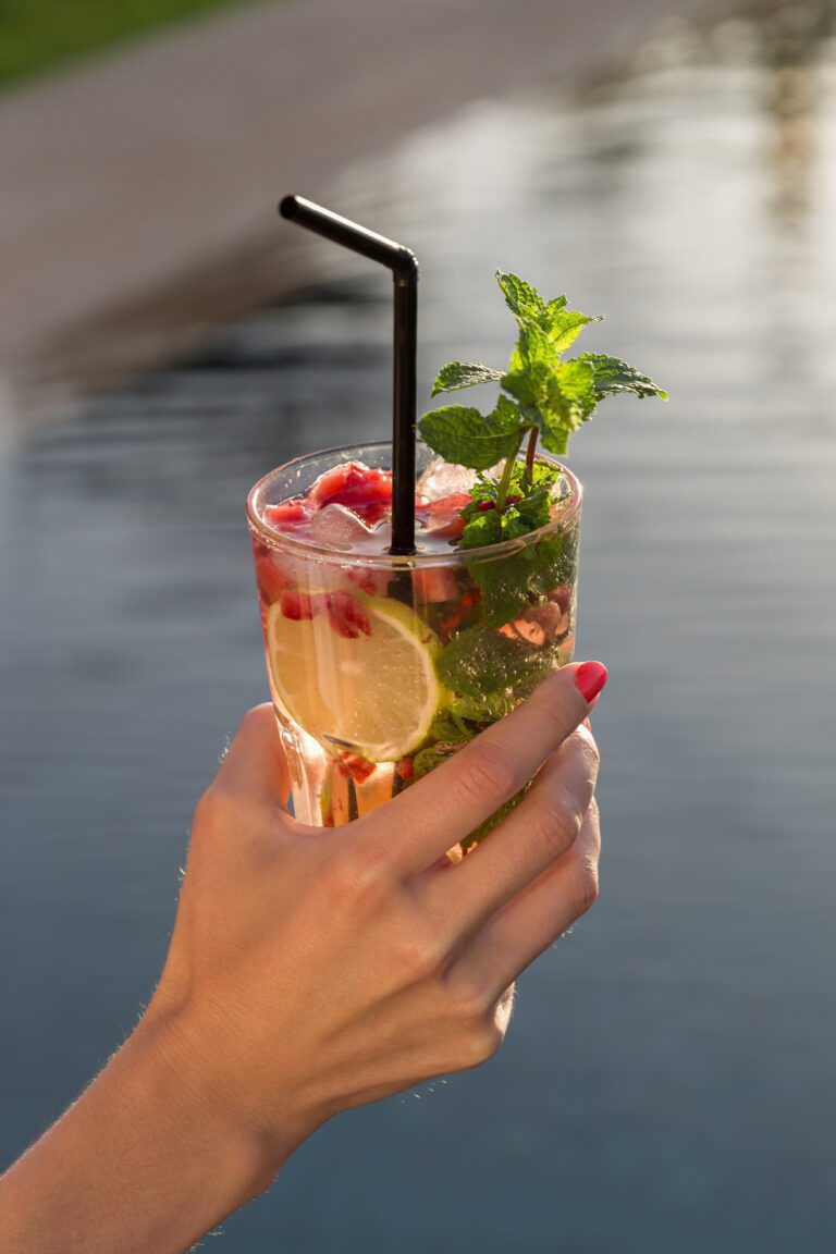 close up woman holding drink water